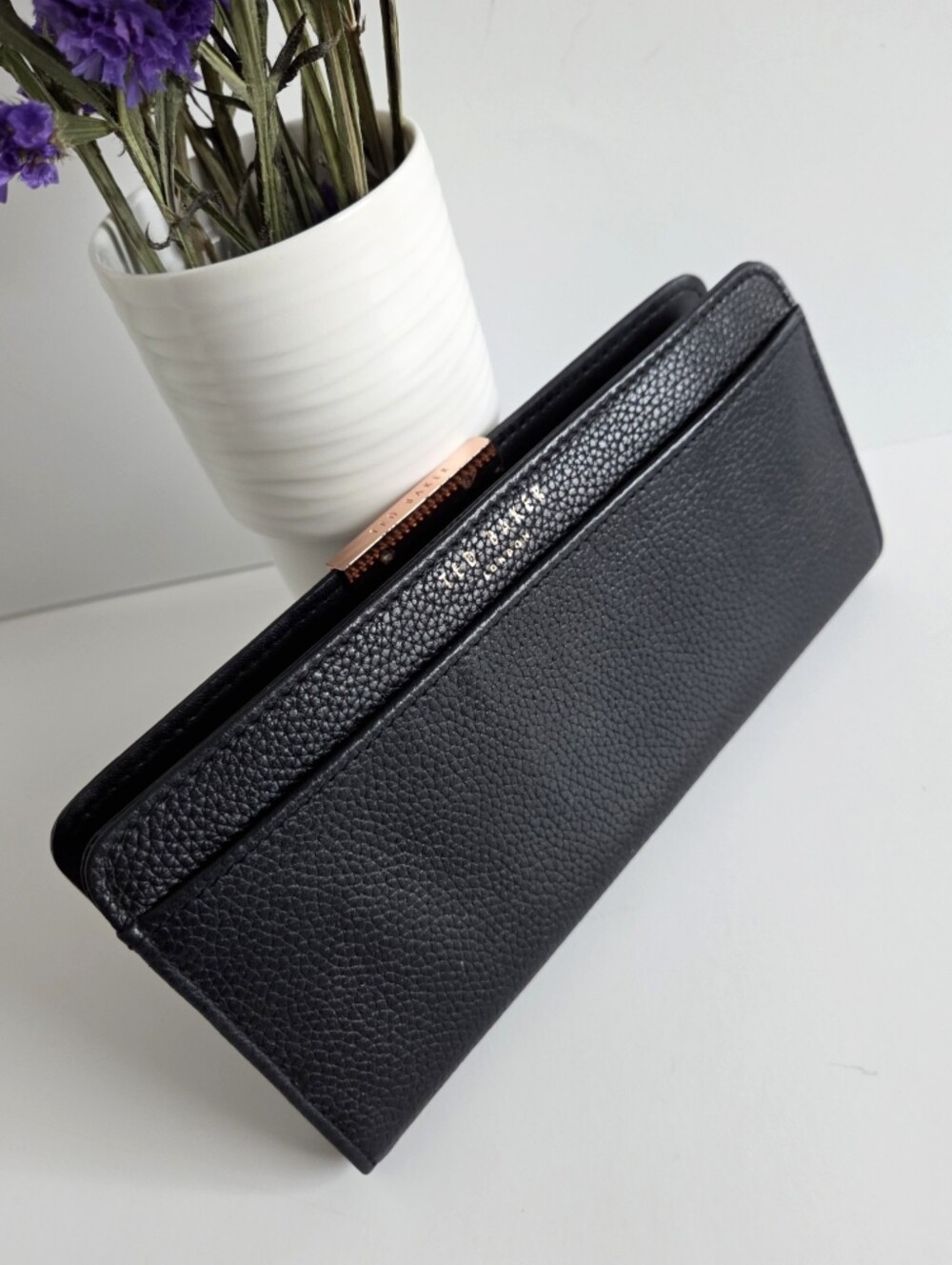 Ted Baker London Black Leather Zip Around Long Wallet With Rose Gold Hardware - Picture 4 of 16